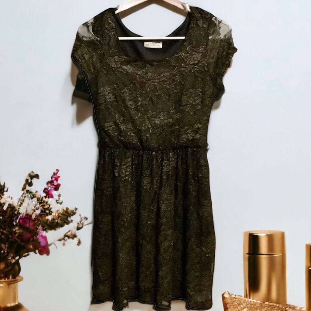 Vintage Body Central Floral Lace Black & Gold Dress Size S